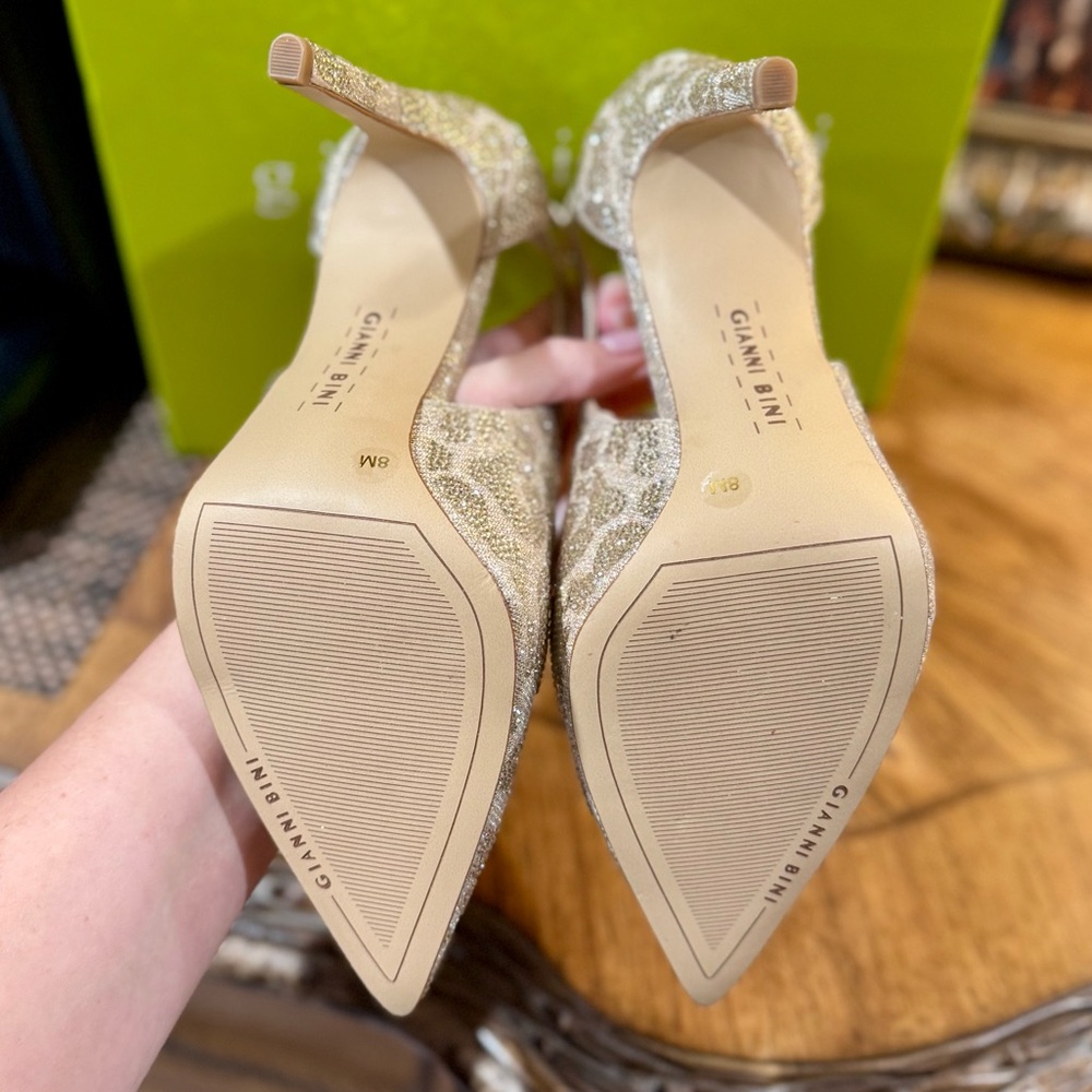 Gianni Bini Size 8 Leopard Gold Silver Glitter Women's Heels - Picture 6 of 8